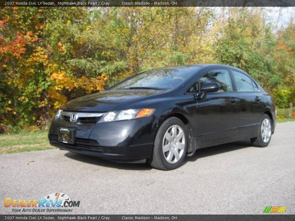 2007 Honda Civic LX Sedan Nighthawk Black Pearl / Gray Photo #1