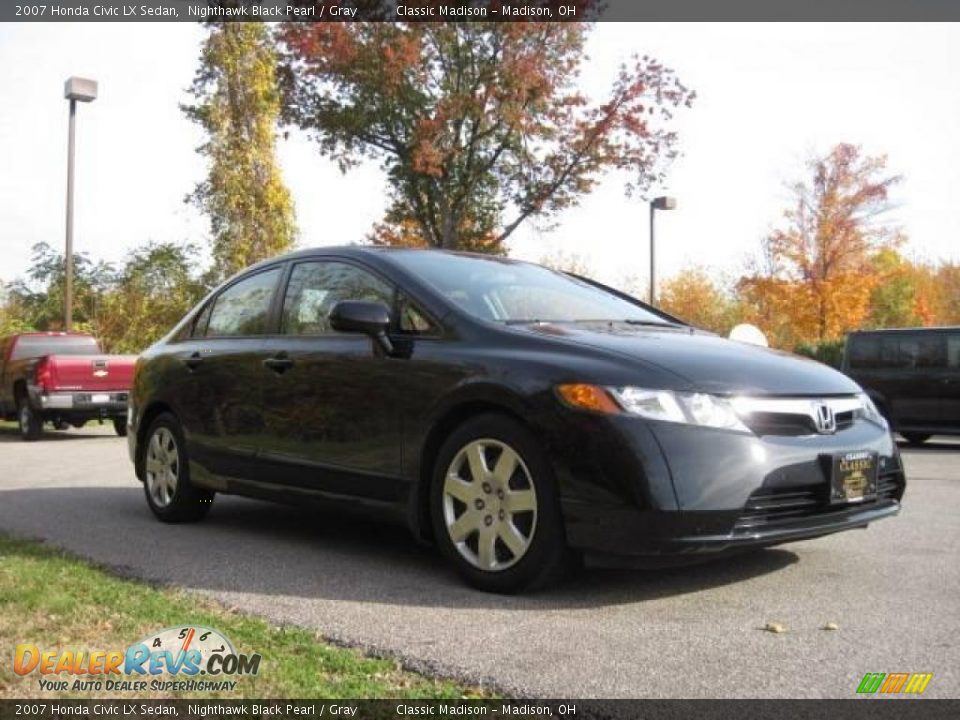 2007 Honda Civic LX Sedan Nighthawk Black Pearl / Gray Photo #3