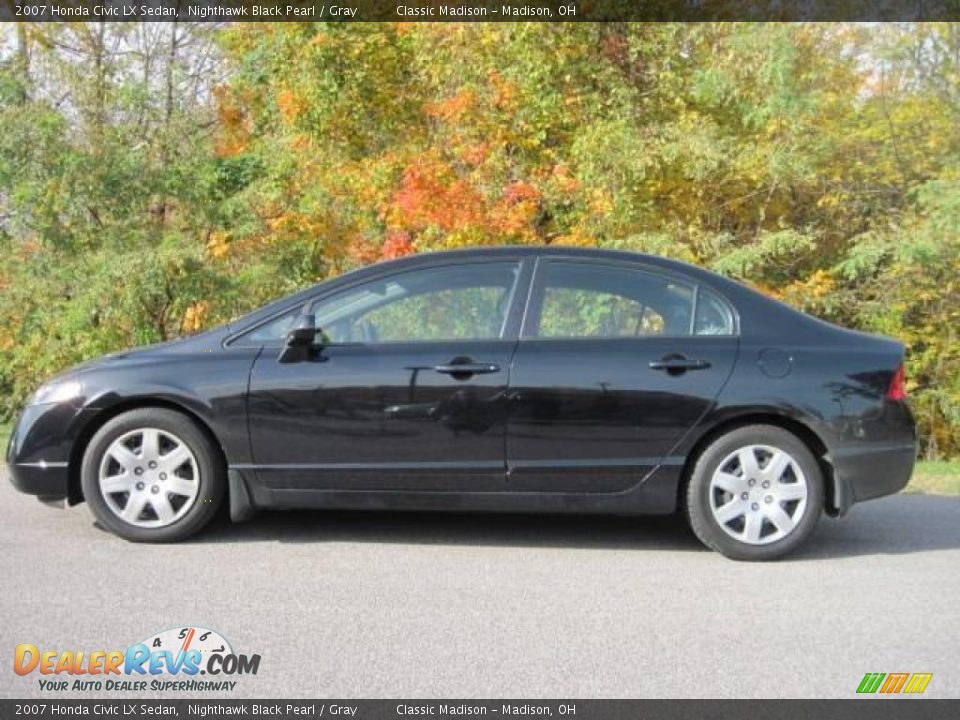 2007 Honda Civic LX Sedan Nighthawk Black Pearl / Gray Photo #6