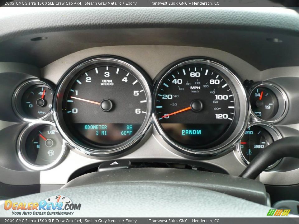 2009 GMC Sierra 1500 SLE Crew Cab 4x4 Stealth Gray Metallic / Ebony Photo #9
