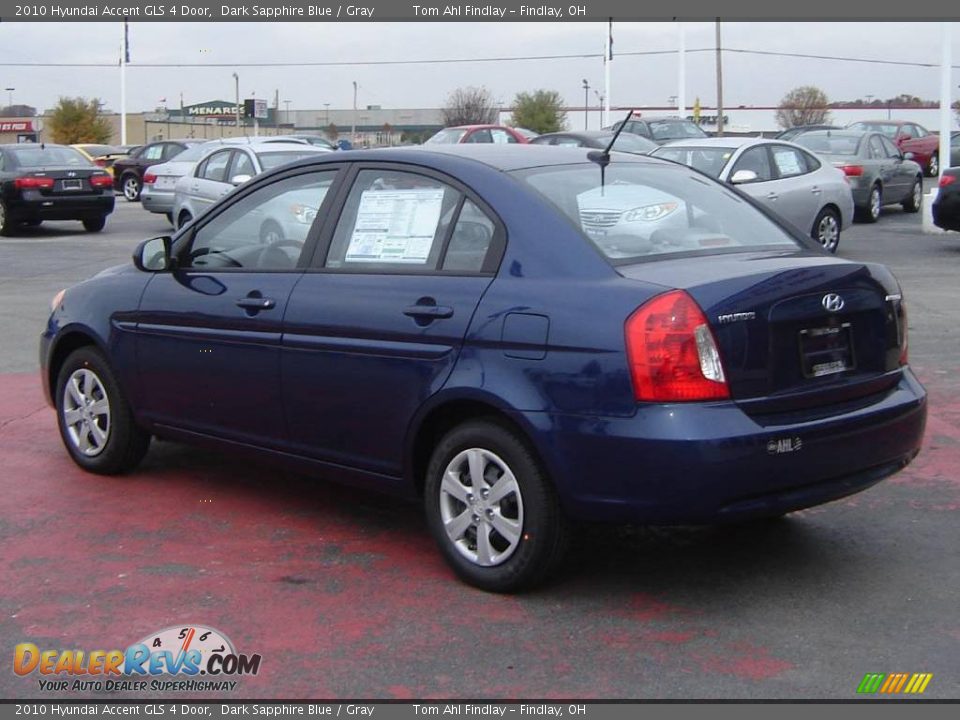 2010 Hyundai Accent GLS 4 Door Dark Sapphire Blue / Gray Photo #3