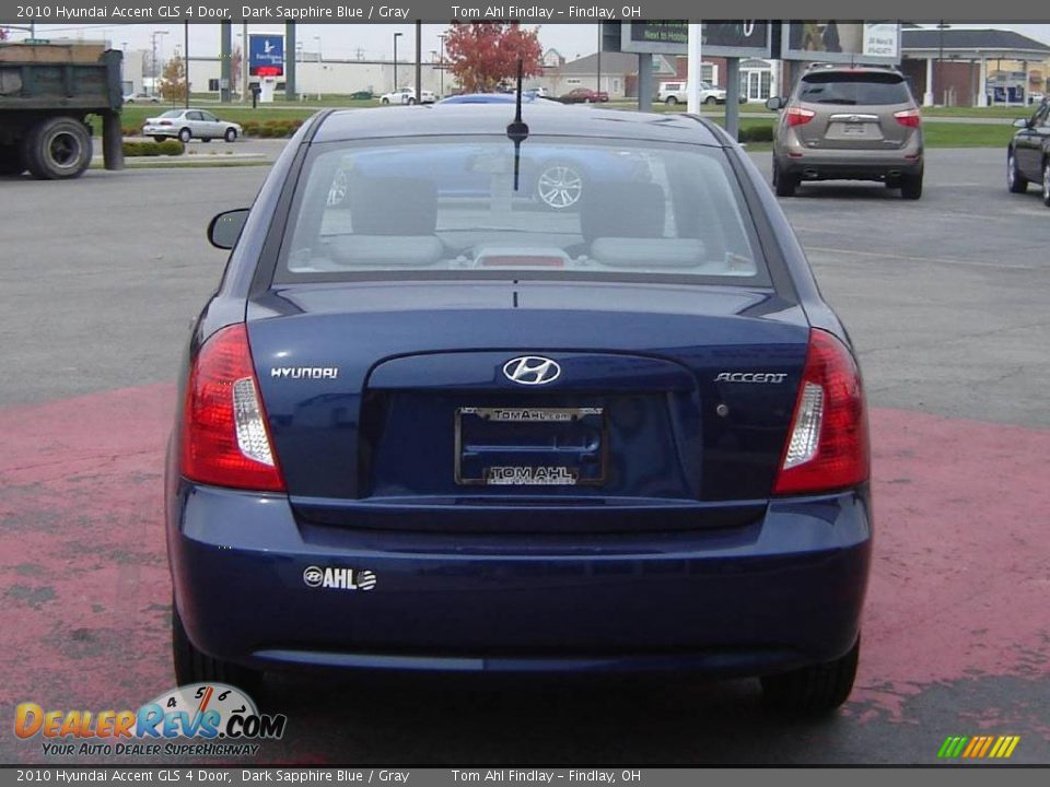 2010 Hyundai Accent GLS 4 Door Dark Sapphire Blue / Gray Photo #4