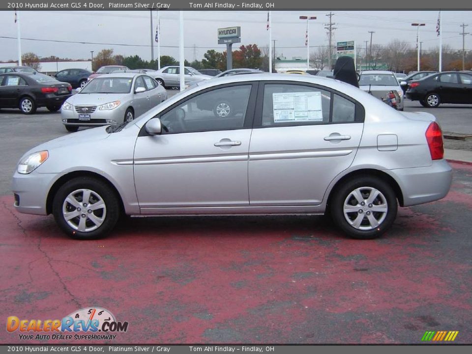 2010 Hyundai Accent GLS 4 Door Platinum Silver / Gray Photo #2