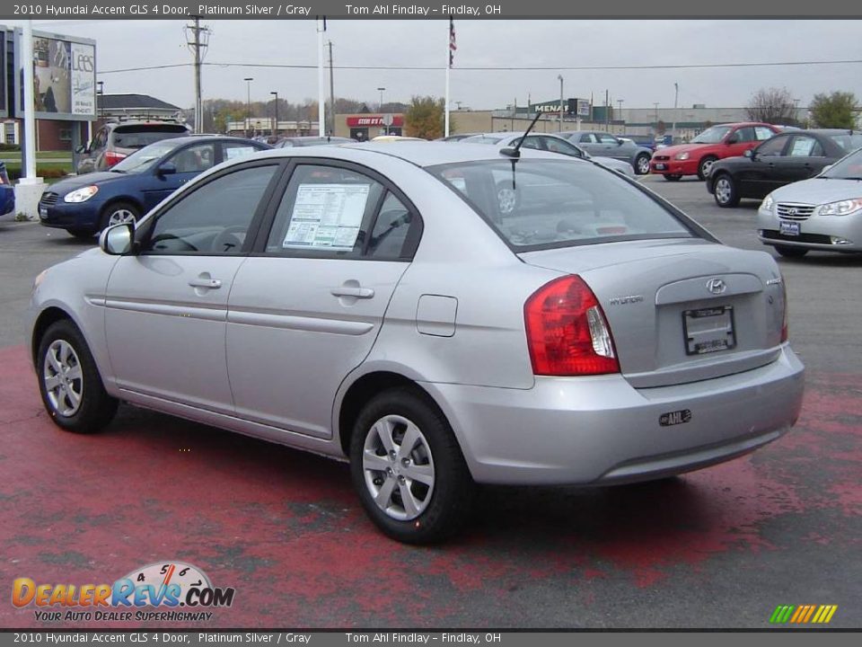 2010 Hyundai Accent GLS 4 Door Platinum Silver / Gray Photo #3