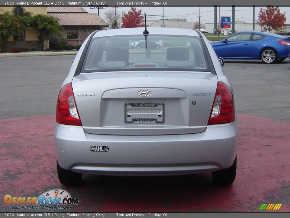 2010 Hyundai Accent GLS 4 Door Platinum Silver / Gray Photo #4