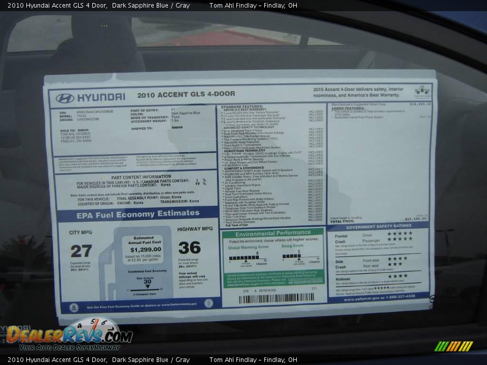 2010 Hyundai Accent GLS 4 Door Dark Sapphire Blue / Gray Photo #11