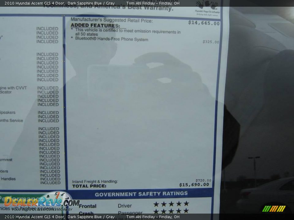 2010 Hyundai Accent GLS 4 Door Dark Sapphire Blue / Gray Photo #12