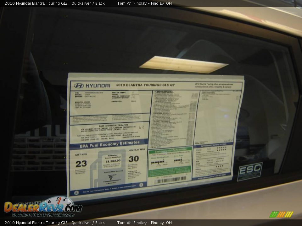 2010 Hyundai Elantra Touring GLS Window Sticker Photo #19