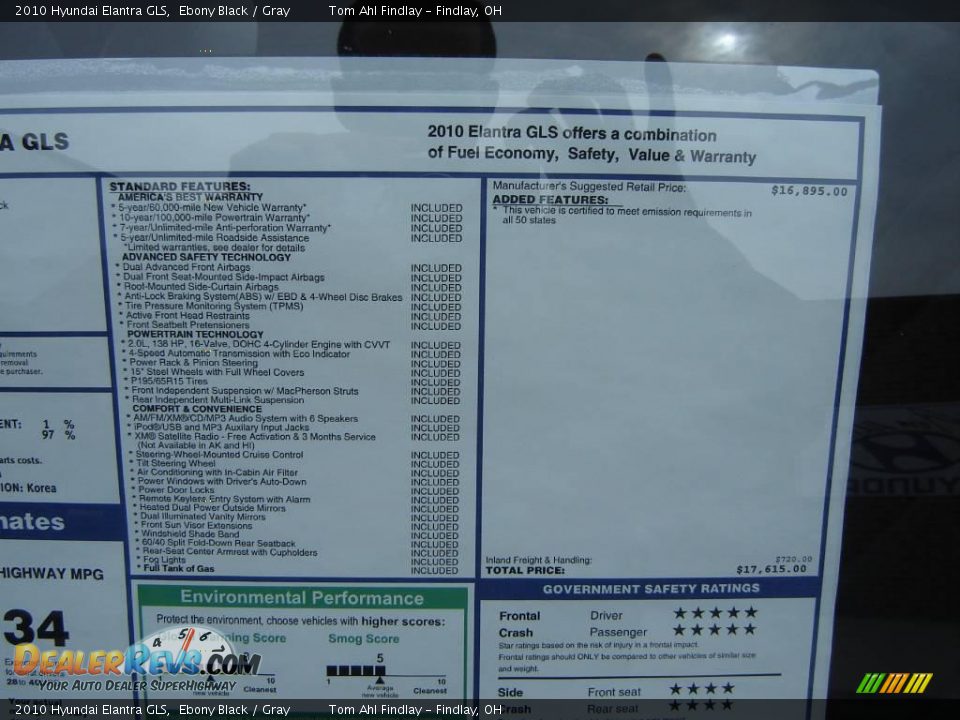 2010 Hyundai Elantra GLS Ebony Black / Gray Photo #20