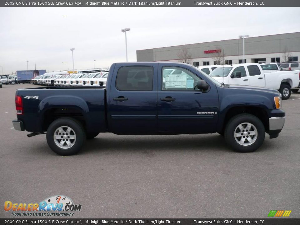 2009 GMC Sierra 1500 SLE Crew Cab 4x4 Midnight Blue Metallic / Dark Titanium/Light Titanium Photo #3