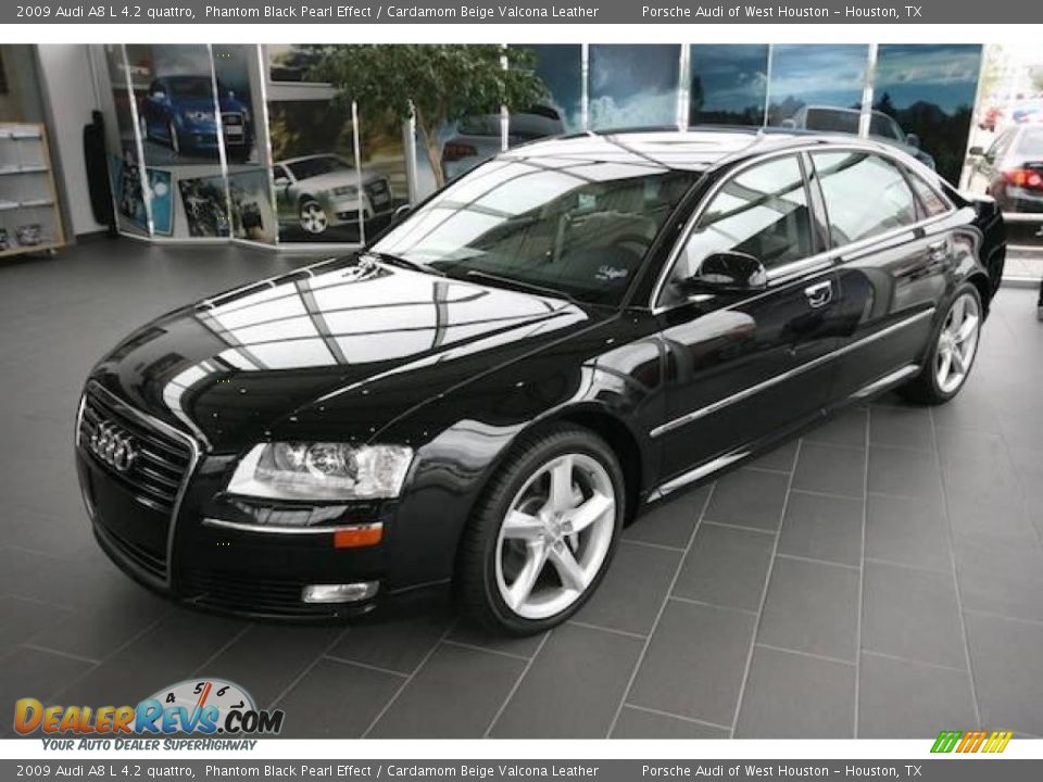 2009 Audi A8 L 4.2 quattro Phantom Black Pearl Effect / Cardamom Beige Valcona Leather Photo #10