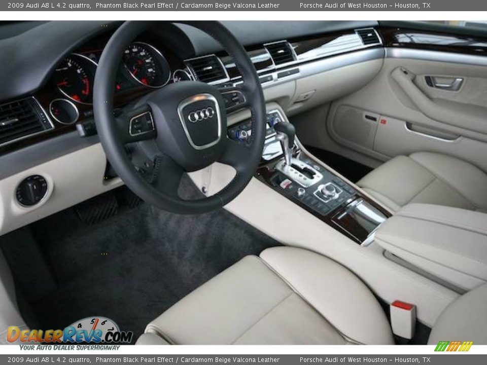 2009 Audi A8 L 4.2 quattro Phantom Black Pearl Effect / Cardamom Beige Valcona Leather Photo #11