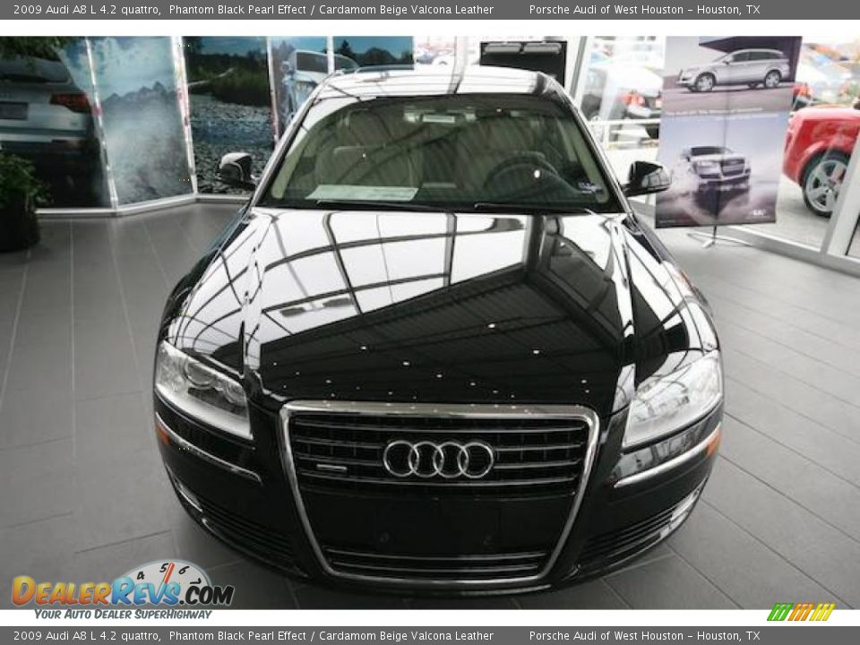 2009 Audi A8 L 4.2 quattro Phantom Black Pearl Effect / Cardamom Beige Valcona Leather Photo #13