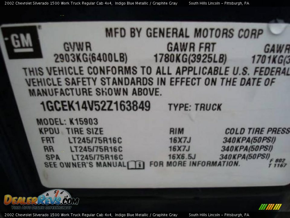 2002 Chevrolet Silverado 1500 Work Truck Regular Cab 4x4 Indigo Blue Metallic / Graphite Gray Photo #14