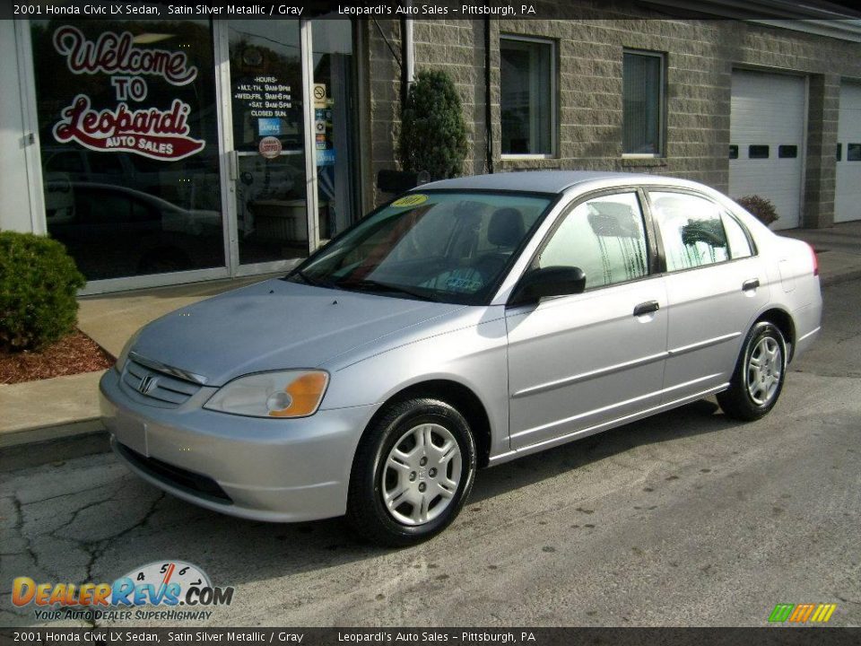 2001 Honda Civic LX Sedan Satin Silver Metallic / Gray Photo #1