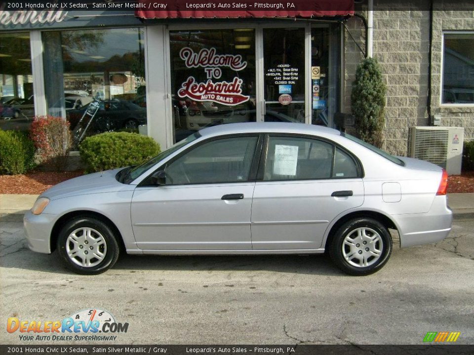 2001 Honda Civic LX Sedan Satin Silver Metallic / Gray Photo #2