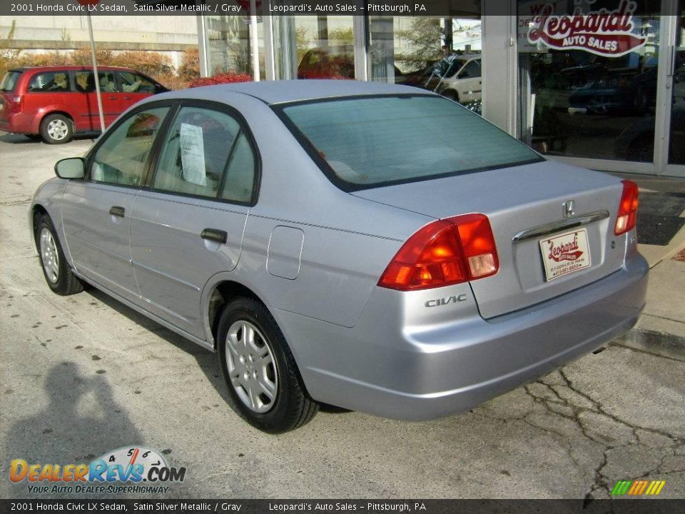 2001 Honda Civic LX Sedan Satin Silver Metallic / Gray Photo #3