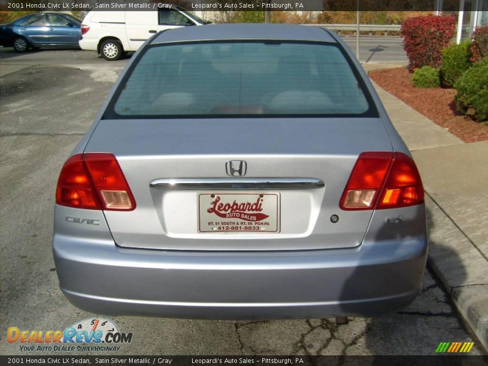 2001 Honda Civic LX Sedan Satin Silver Metallic / Gray Photo #4