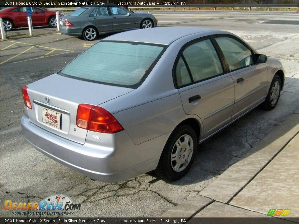 2001 Honda Civic LX Sedan Satin Silver Metallic / Gray Photo #5