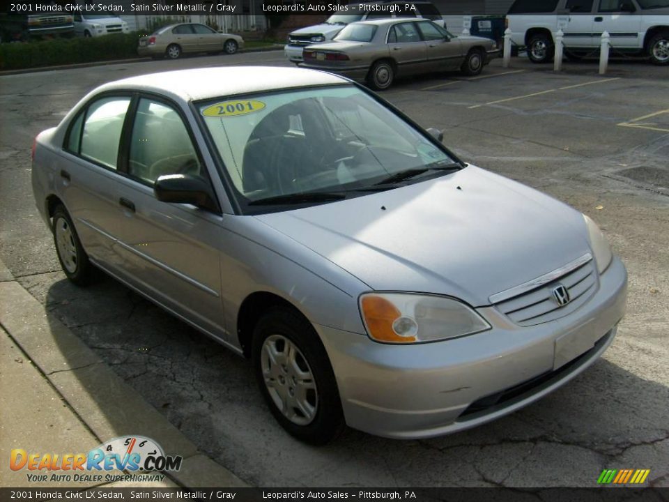 2001 Honda Civic LX Sedan Satin Silver Metallic / Gray Photo #6