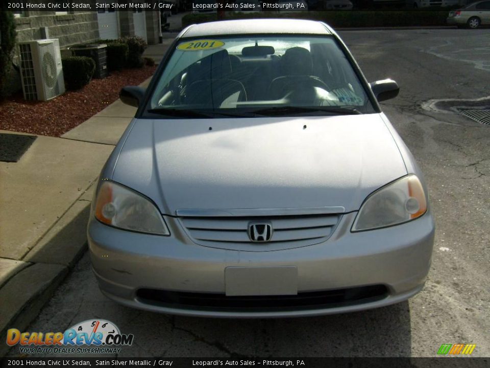 2001 Honda Civic LX Sedan Satin Silver Metallic / Gray Photo #7