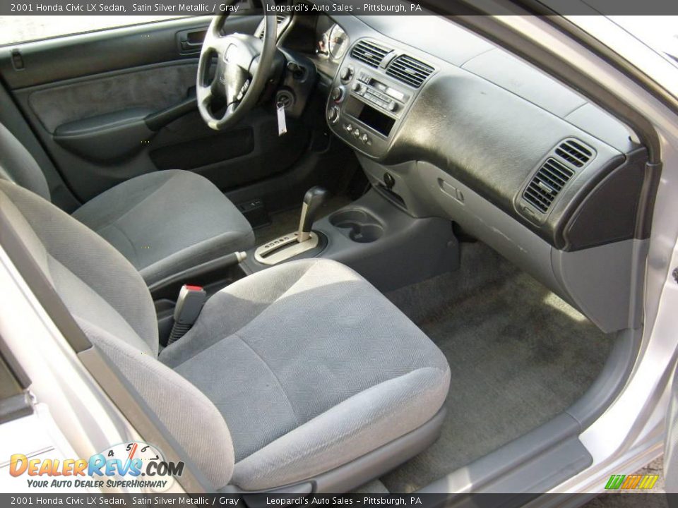 2001 Honda Civic LX Sedan Satin Silver Metallic / Gray Photo #12