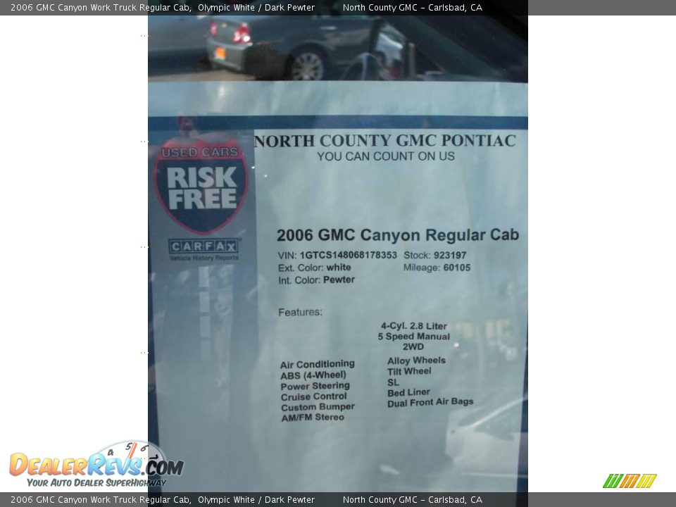 2006 GMC Canyon Work Truck Regular Cab Olympic White / Dark Pewter Photo #11