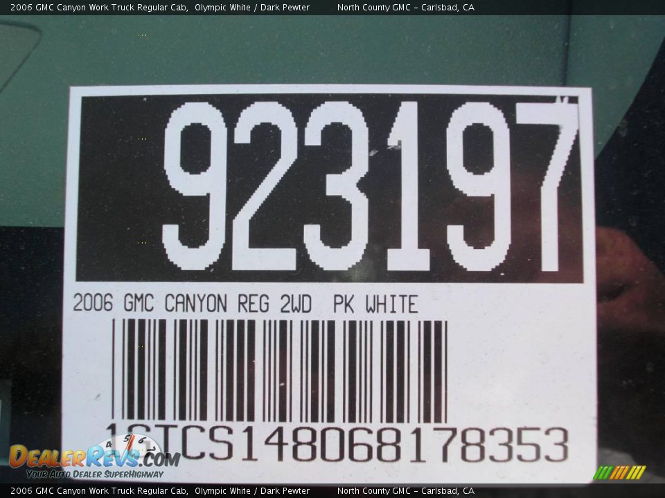 2006 GMC Canyon Work Truck Regular Cab Olympic White / Dark Pewter Photo #12
