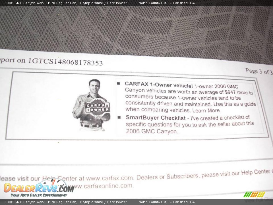 2006 GMC Canyon Work Truck Regular Cab Olympic White / Dark Pewter Photo #22