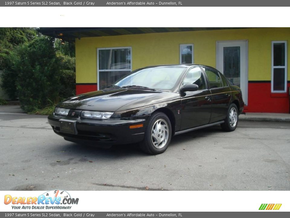 1997 Saturn S Series SL2 Sedan Black Gold / Gray Photo #1