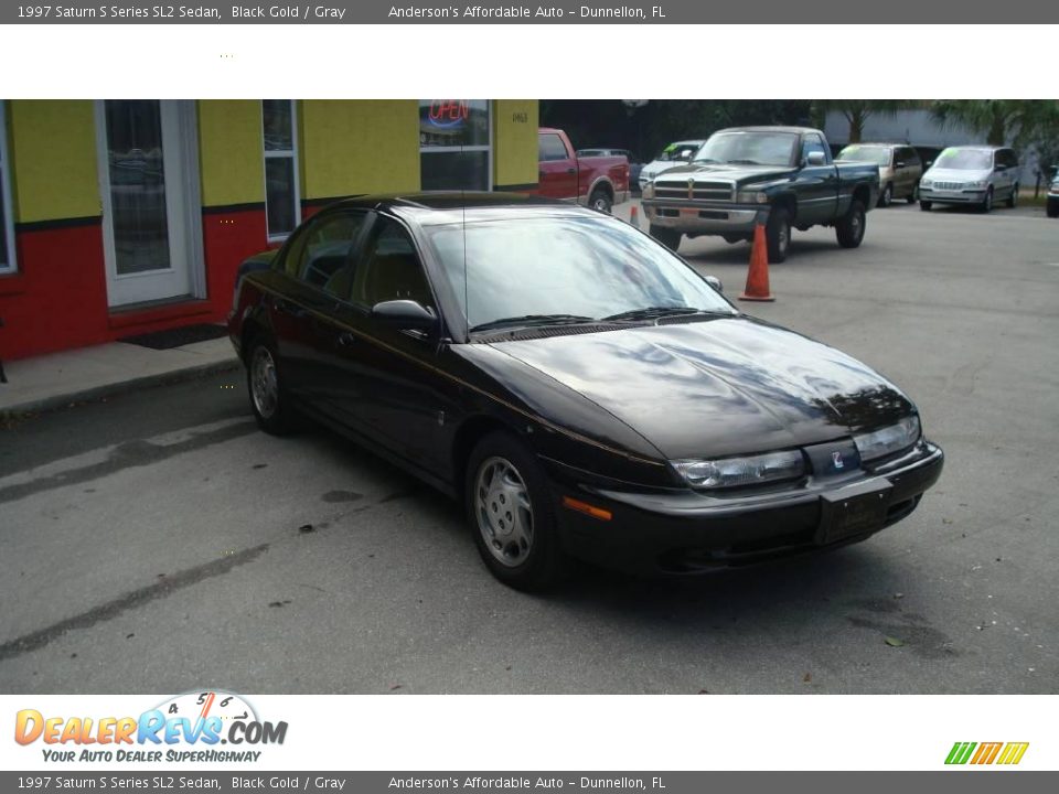 1997 Saturn S Series SL2 Sedan Black Gold / Gray Photo #3