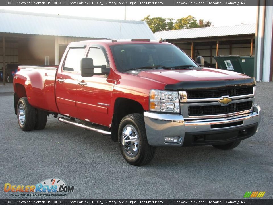 2007 Chevrolet Silverado 3500HD LT Crew Cab 4x4 Dually Victory Red / Light Titanium/Ebony Photo #3