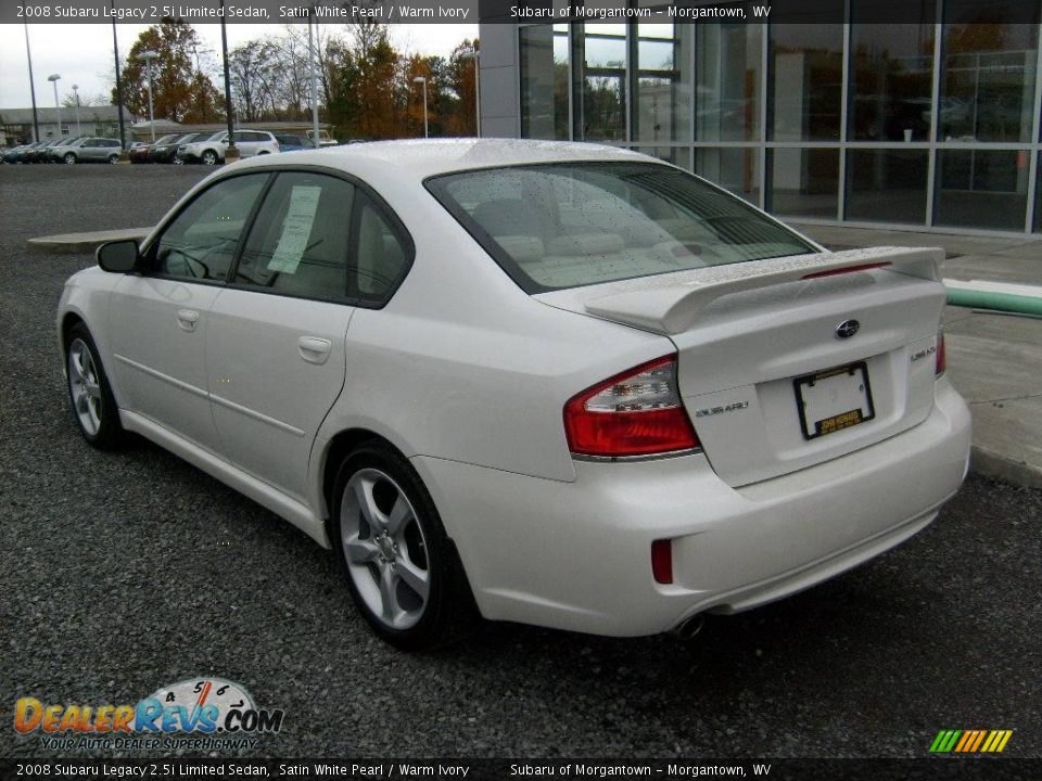 2008 Subaru Legacy 2.5i Limited Sedan Satin White Pearl / Warm Ivory Photo #3