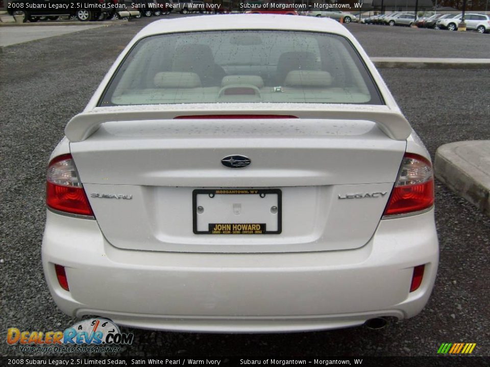 2008 Subaru Legacy 2.5i Limited Sedan Satin White Pearl / Warm Ivory Photo #4