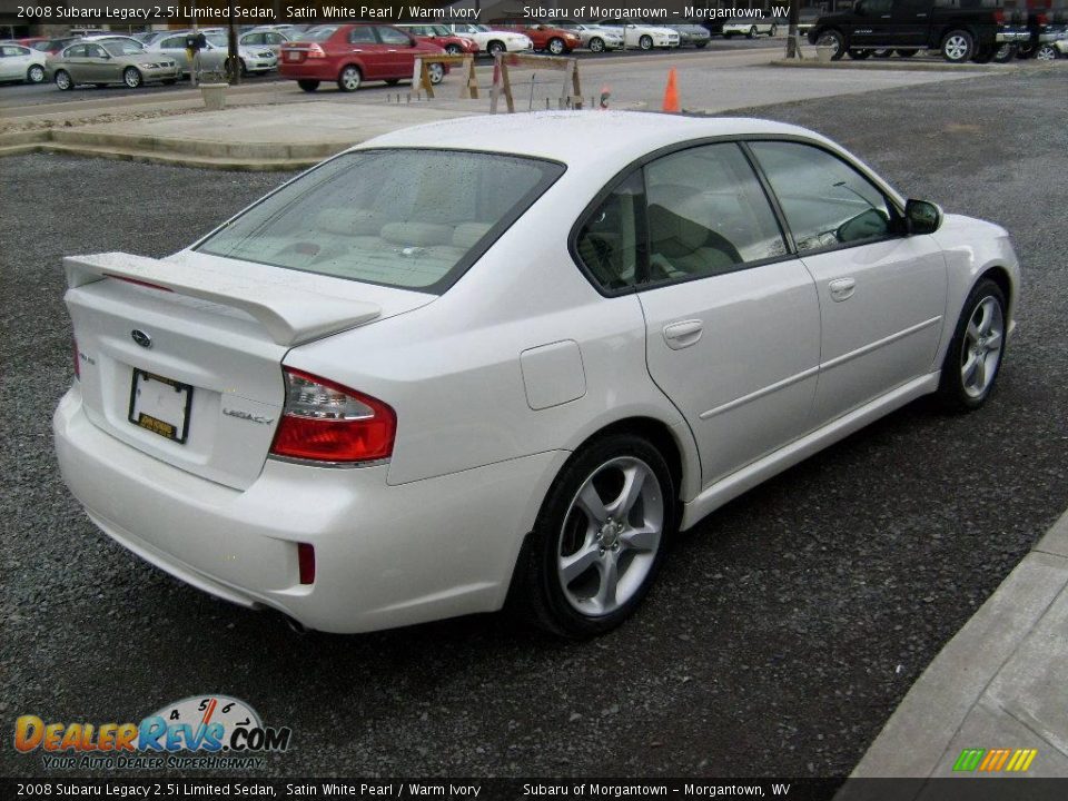 2008 Subaru Legacy 2.5i Limited Sedan Satin White Pearl / Warm Ivory Photo #5