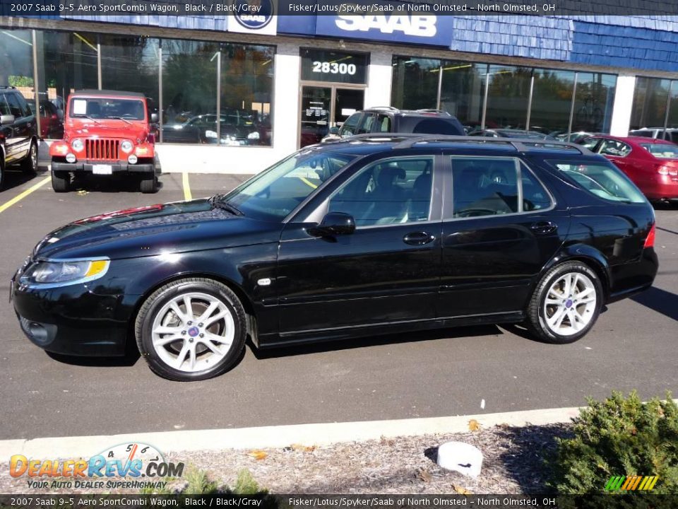 2007 Saab 9-5 Aero SportCombi Wagon Black / Black/Gray Photo #2