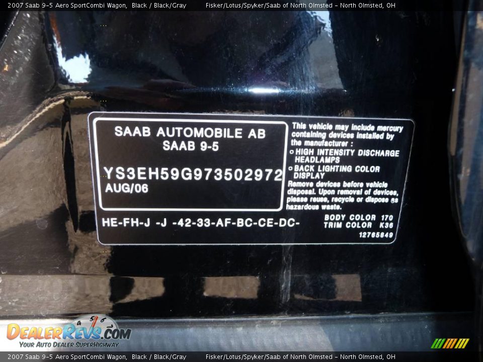 2007 Saab 9-5 Aero SportCombi Wagon Black / Black/Gray Photo #32