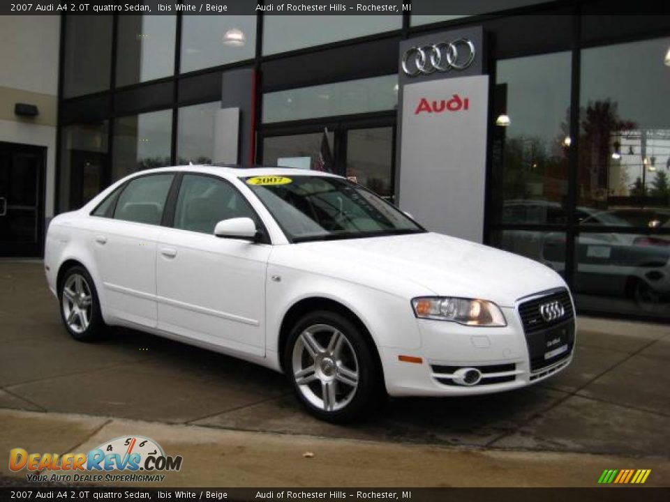 2007 Audi A4 2.0T quattro Sedan Ibis White / Beige Photo #1