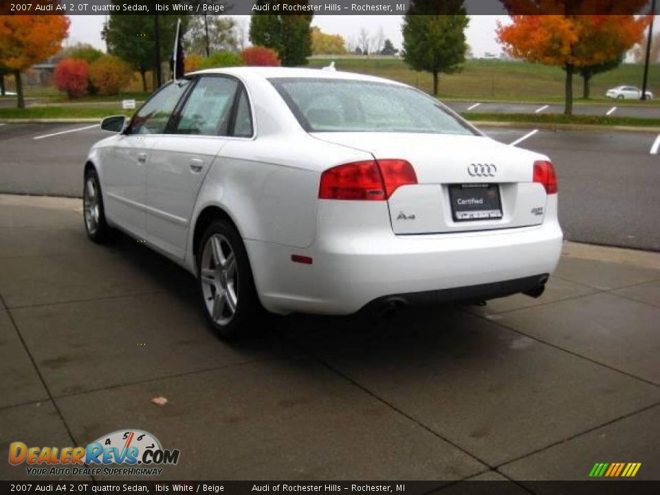 2007 Audi A4 2.0T quattro Sedan Ibis White / Beige Photo #4