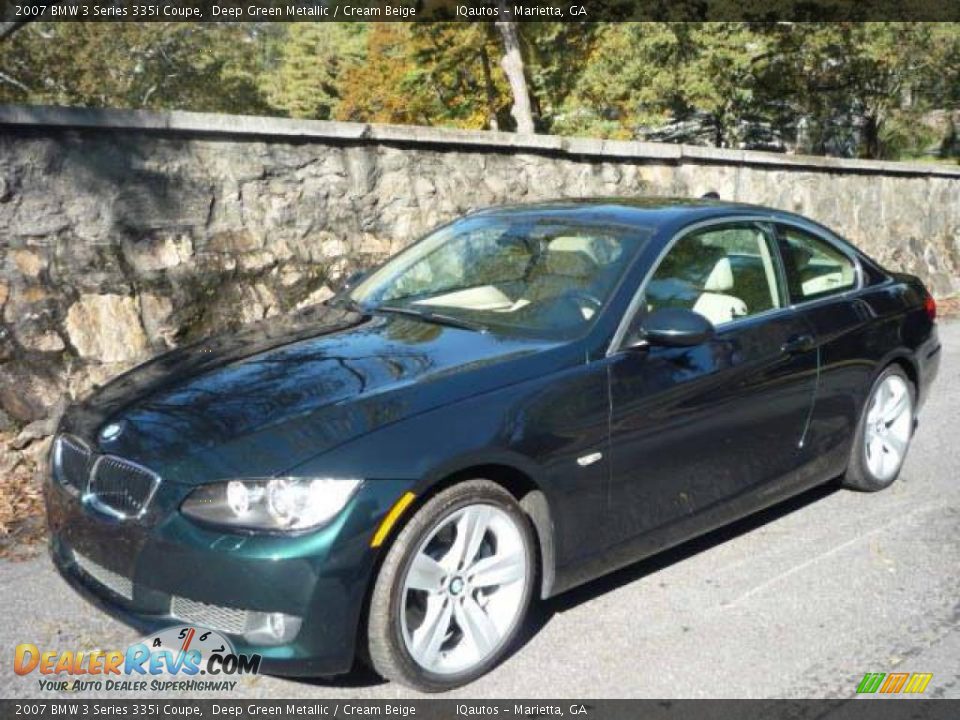 2007 BMW 3 Series 335i Coupe Deep Green Metallic / Cream Beige Photo #2