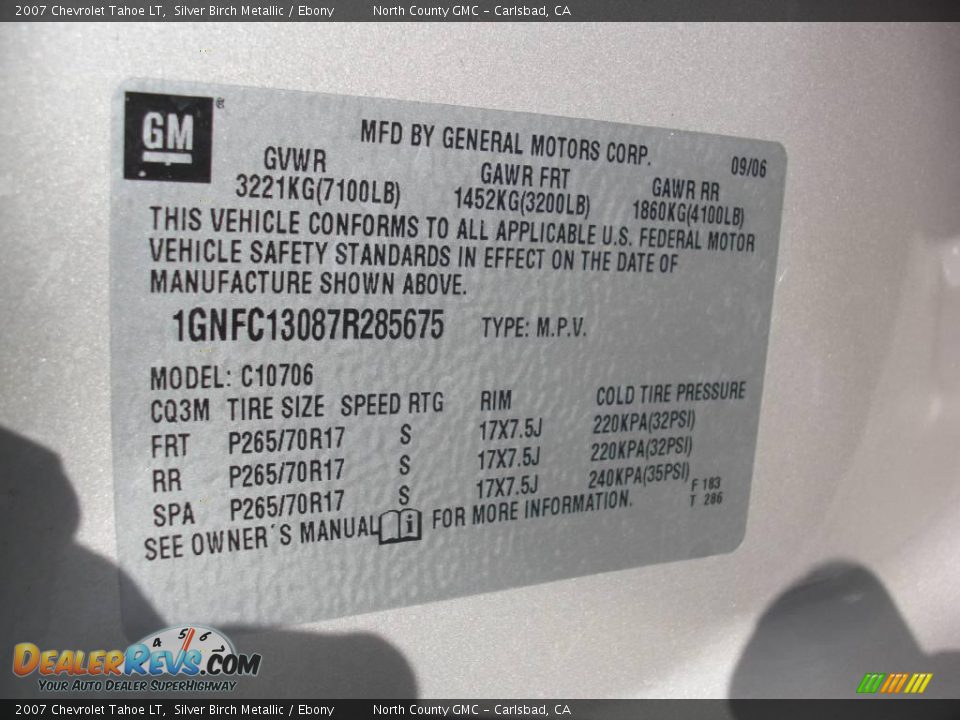 2007 Chevrolet Tahoe LT Silver Birch Metallic / Ebony Photo #15