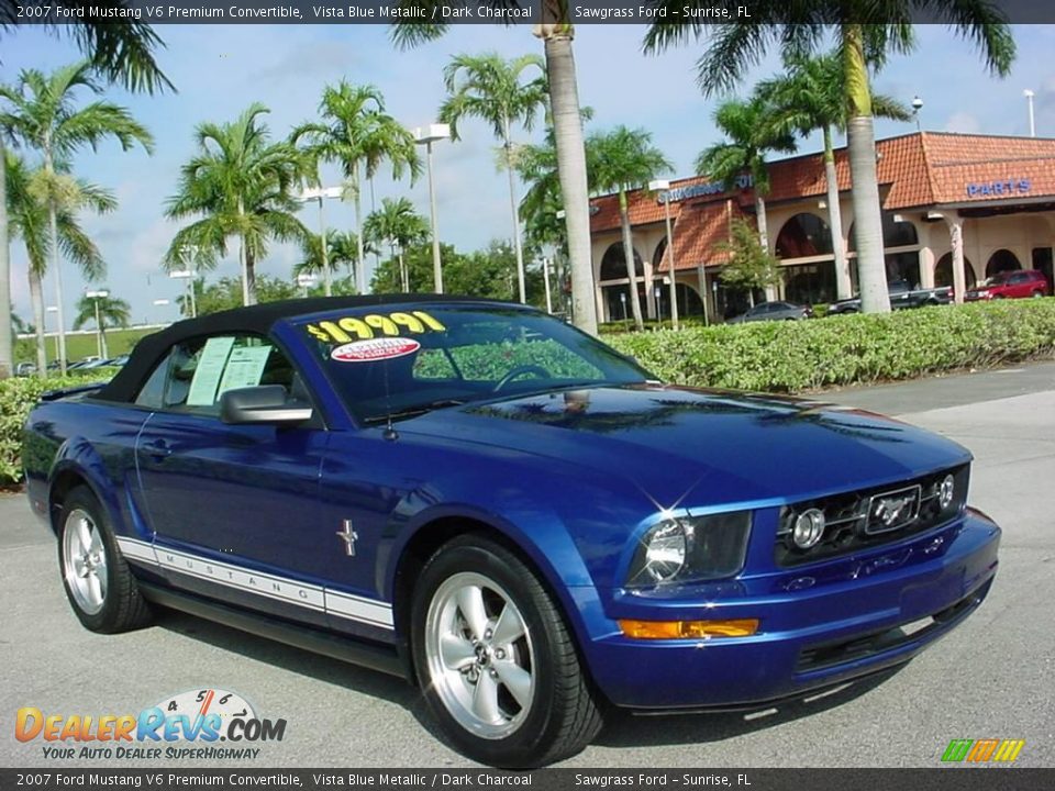 2007 Ford Mustang V6 Premium Convertible Vista Blue Metallic / Dark Charcoal Photo #1