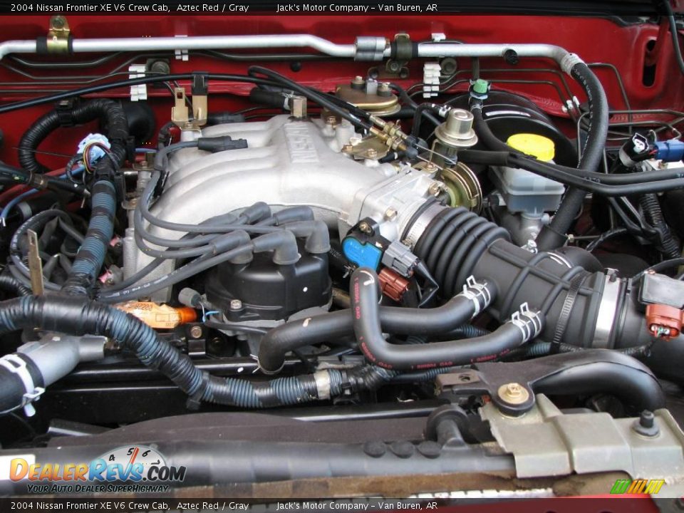 2004 Nissan Frontier XE V6 Crew Cab Aztec Red / Gray Photo #14