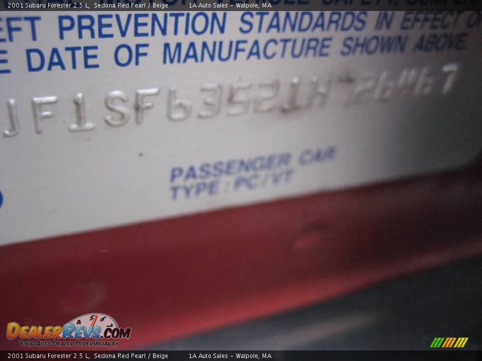 2001 Subaru Forester 2.5 L Sedona Red Pearl / Beige Photo #5