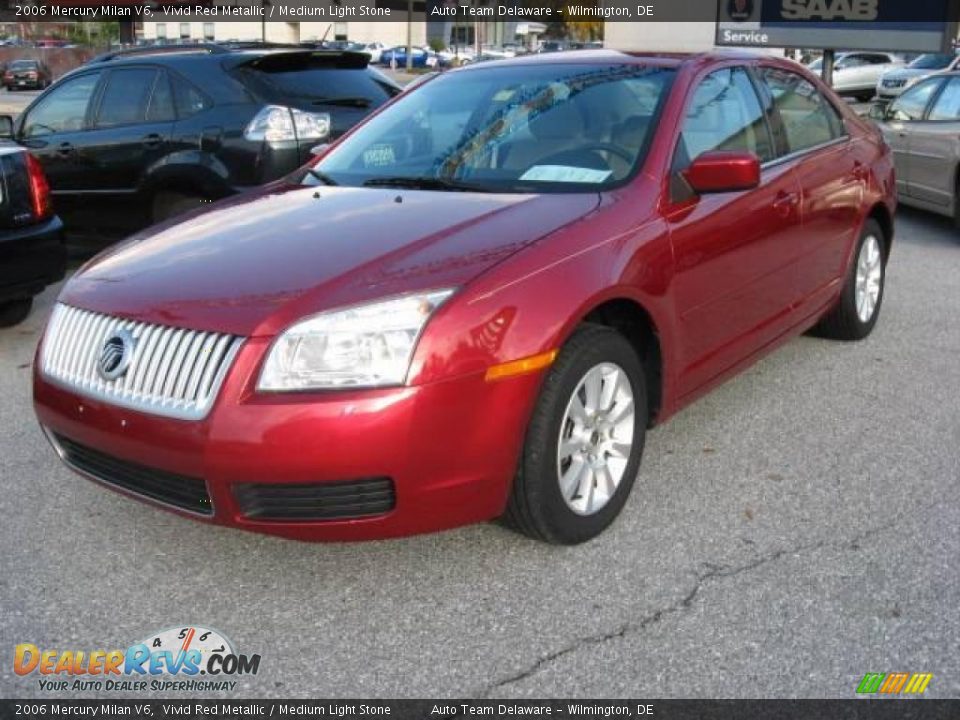 2006 Mercury Milan V6 Vivid Red Metallic / Medium Light Stone Photo #2