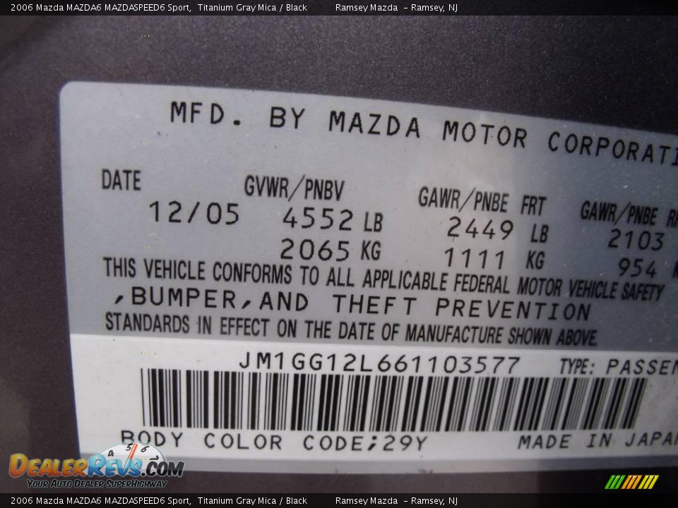 2006 Mazda MAZDA6 MAZDASPEED6 Sport Titanium Gray Mica / Black Photo #16