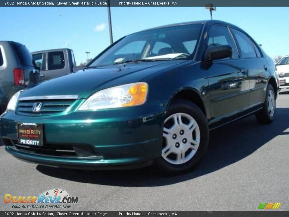 2002 Honda Civic LX Sedan Clover Green Metallic / Beige Photo #1