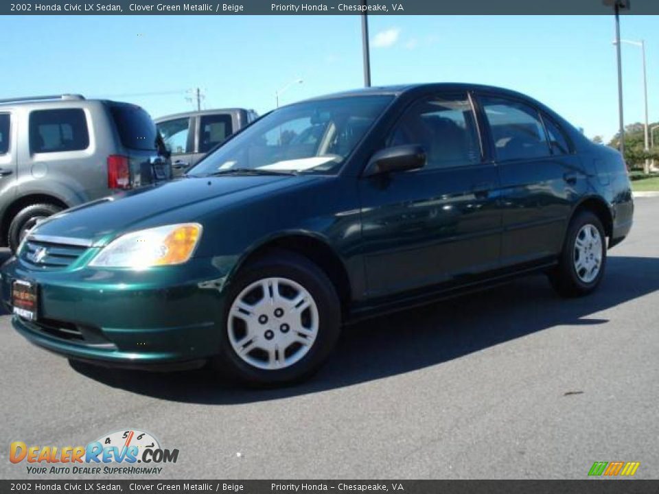 2002 Honda Civic LX Sedan Clover Green Metallic / Beige Photo #2