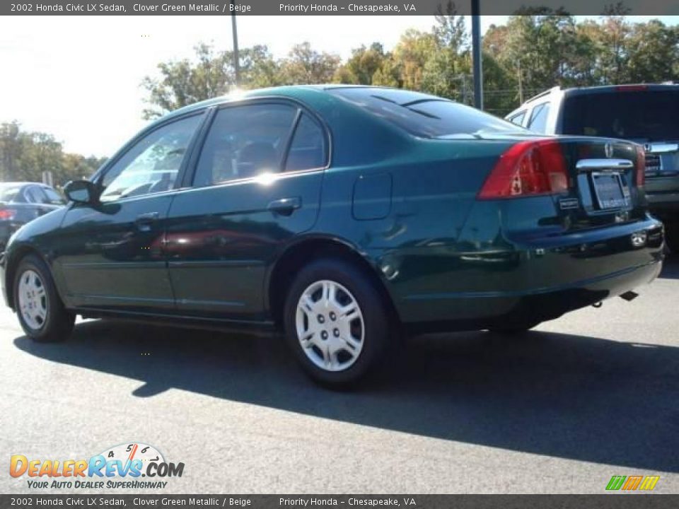 2002 Honda Civic LX Sedan Clover Green Metallic / Beige Photo #3