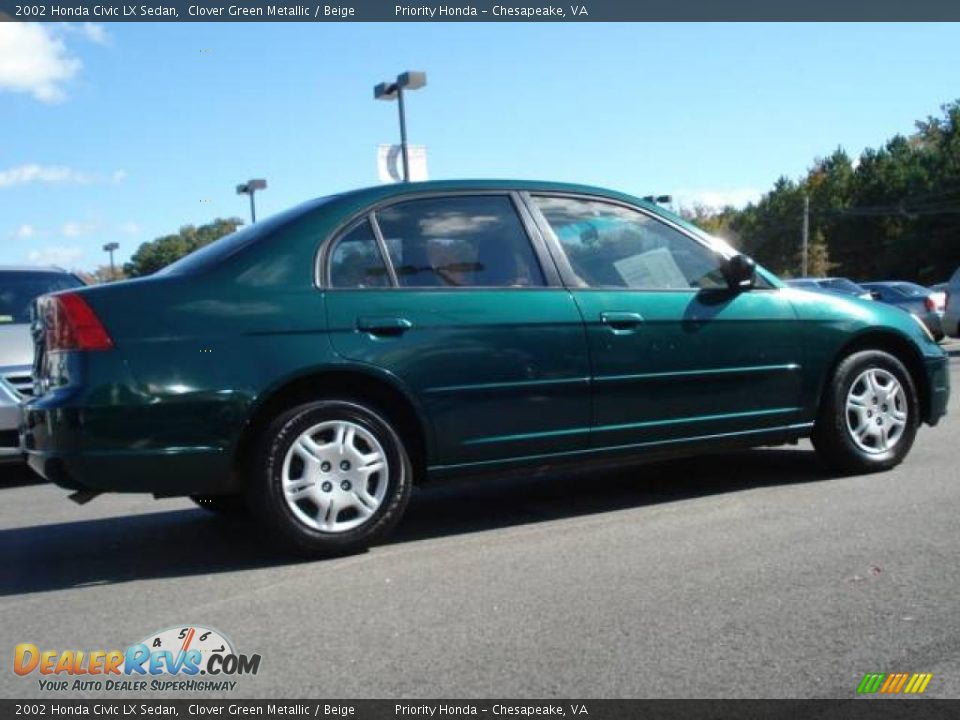 2002 Honda Civic LX Sedan Clover Green Metallic / Beige Photo #4